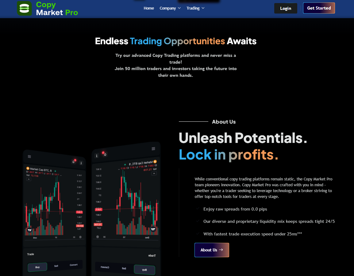 Comparison with the CopyMarketPro homepage